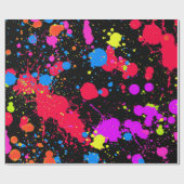 Verfspatten Neon, Nabootsing Glow in het Donker, Cadeaupapier (Vlak)