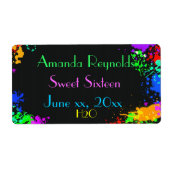 Verfspatten, Sweet Sixteen, Op maat gemaakte water Etiket (Voorkant)