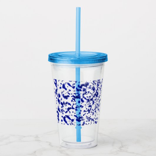 Verfspatterblauw Acryl Drinkbeker (Voorkant)