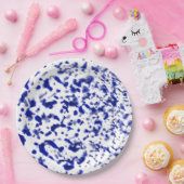 Verfspatterblauw Papieren Bordje (Feest)