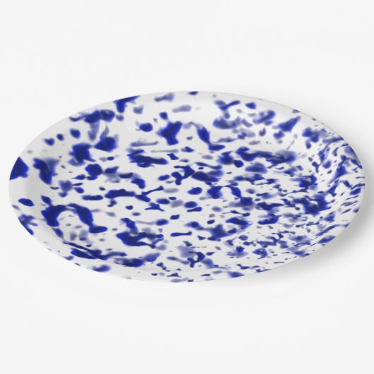 Verfspatterblauw Papieren Bordje (Gekanteld)
