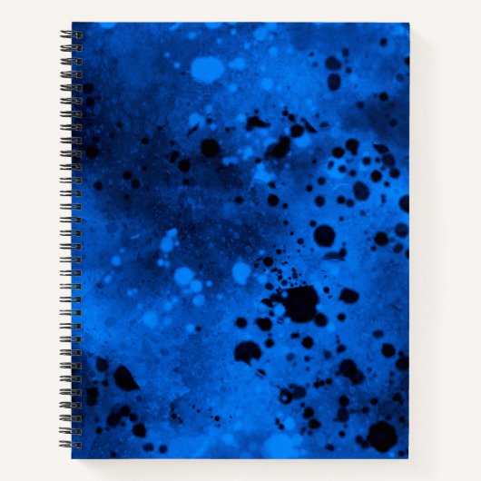 Verfspattereffect Blauw & Zwart Notitieboek (Voorkant)