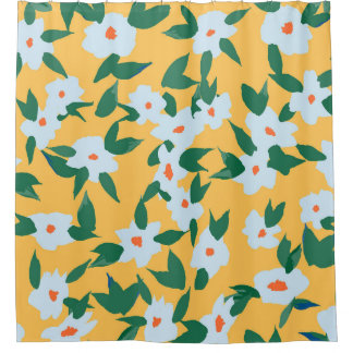 Verfstijl  bloemmotief. douchegordijn