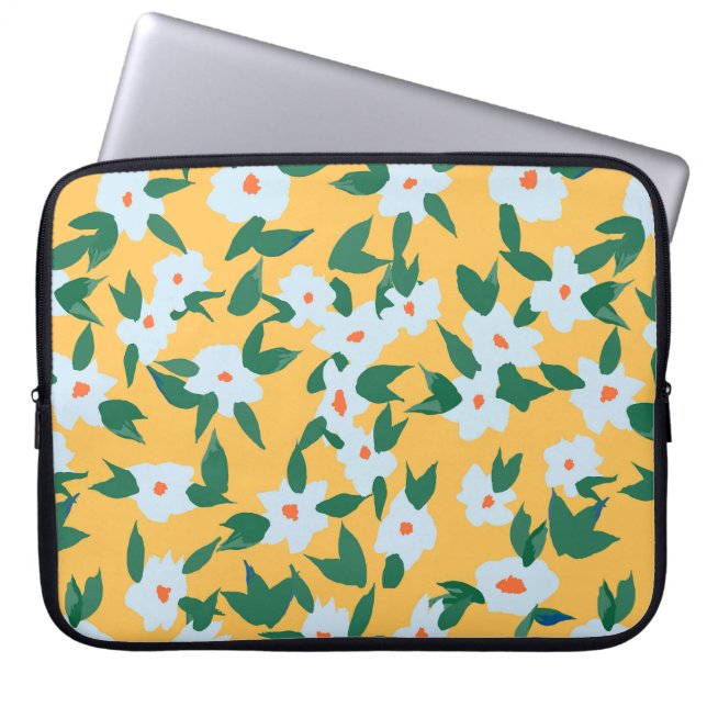 Verfstijl  bloemmotief. laptop sleeve (Voorkant)