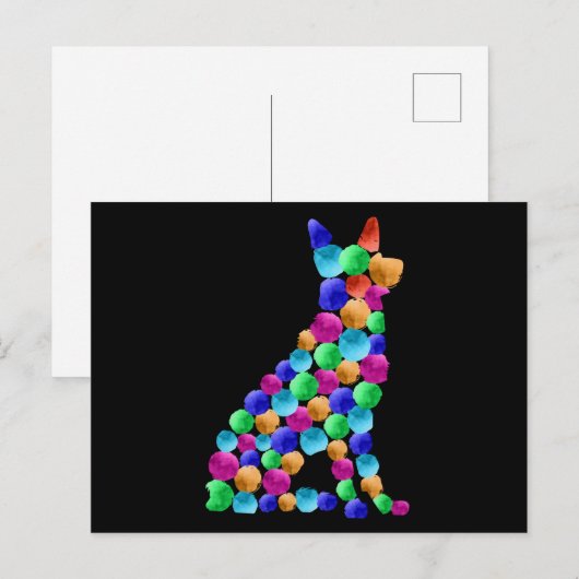 Verfstipkunst met Waterverf van herdershonden Briefkaart (Voorkant / Achterkant)
