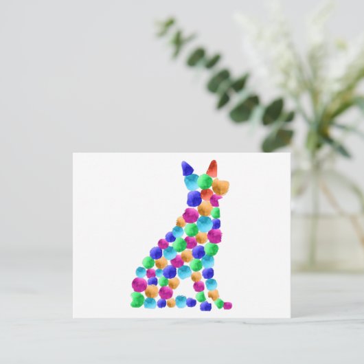 Verfstipkunst met Waterverf van herdershonden Briefkaart (Staand voorkant)