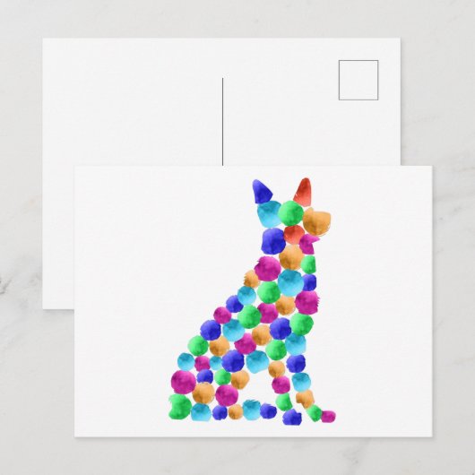 Verfstipkunst met Waterverf van herdershonden Briefkaart (Voorkant / Achterkant)