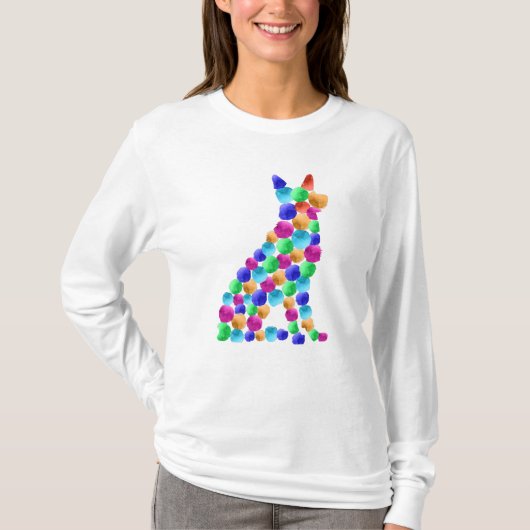 Verfstipkunst met Waterverf van herdershonden T-shirt (Voorkant)