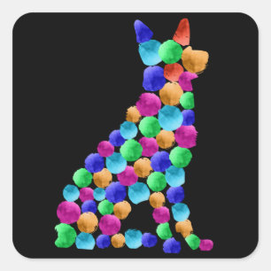 Verfstipkunst met Waterverf van herdershonden Vierkante Sticker