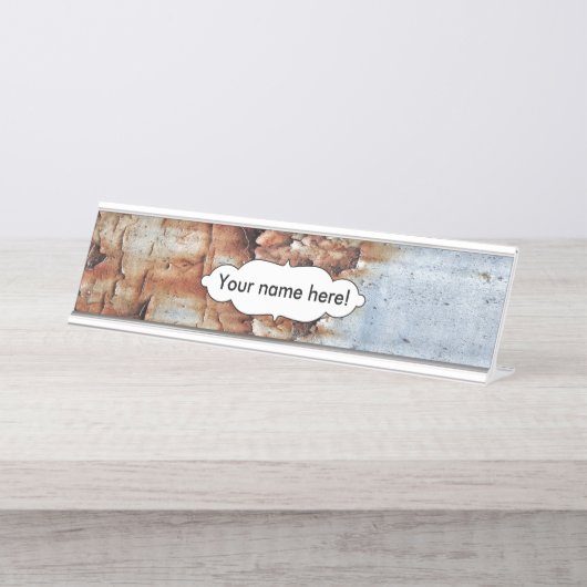 Verftextuur afpellen bureau naambordje (Voorkant)
