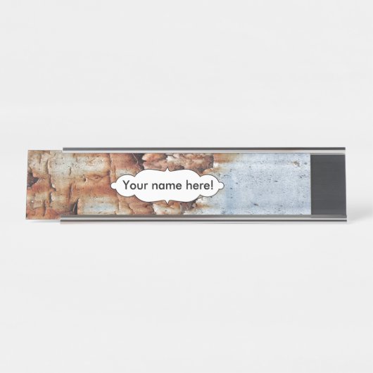 Verftextuur afpellen bureau naambordje (Voorkant)