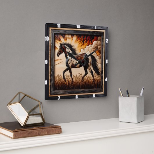 Verfveld: Sunlit Trot Custom Design Vierkante Klok (Kantoor)