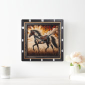 Verfveld: Sunlit Trot Custom Design Vierkante Klok (Huis)