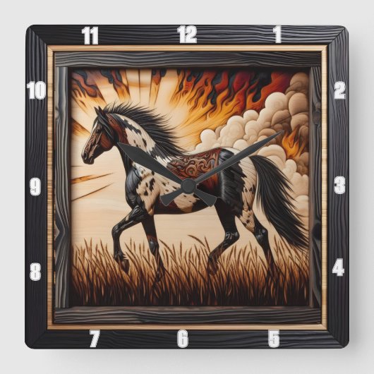 Verfveld: Sunlit Trot Custom Design Vierkante Klok (Voorkant)