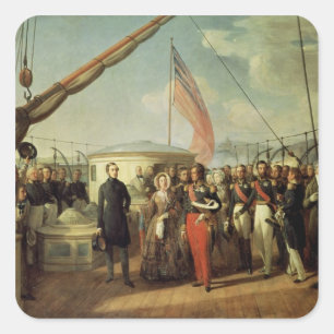 Vergadering b/w Louis-Philippe en Queen Victoria Vierkante Sticker