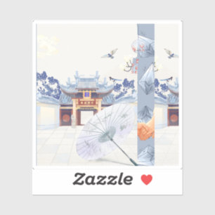 Vergadering bij de tempel: De zijden parasol Sticker