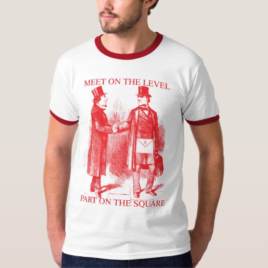 Vergadering in rood t-shirt (Voorkant)