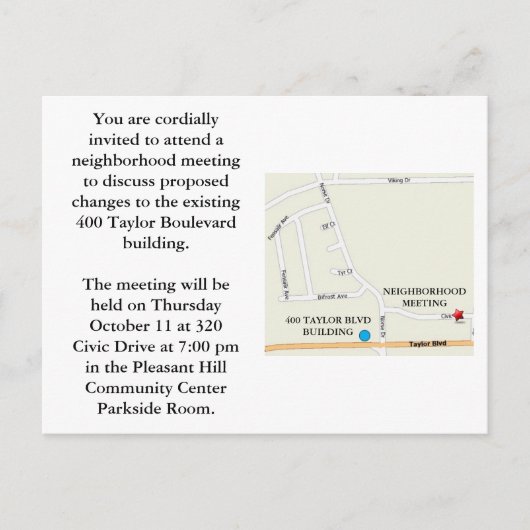 Vergadering nabuurschap uitnodiging briefkaart (Voorkant)
