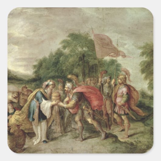 Vergadering van Abraham en Melchizedek Vierkante Sticker (Voorkant)