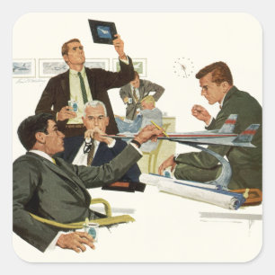  vergadering van bedrijfsleiders, leidinggevenden  vierkante sticker