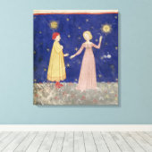 Vergadering van Dante en Beatrice Canvas Afdruk (Insitu (Houten vloer))