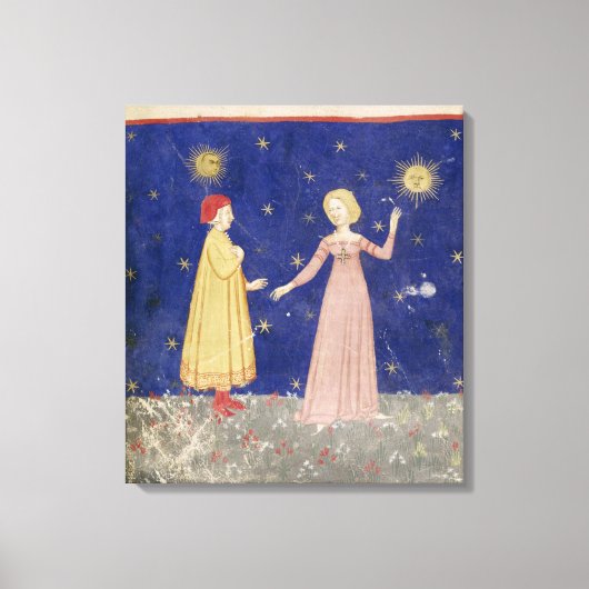 Vergadering van Dante en Beatrice Canvas Afdruk (Voorkant)