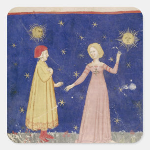 Vergadering van Dante en Beatrice Vierkante Sticker