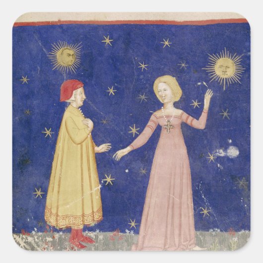 Vergadering van Dante en Beatrice Vierkante Sticker (Voorkant)