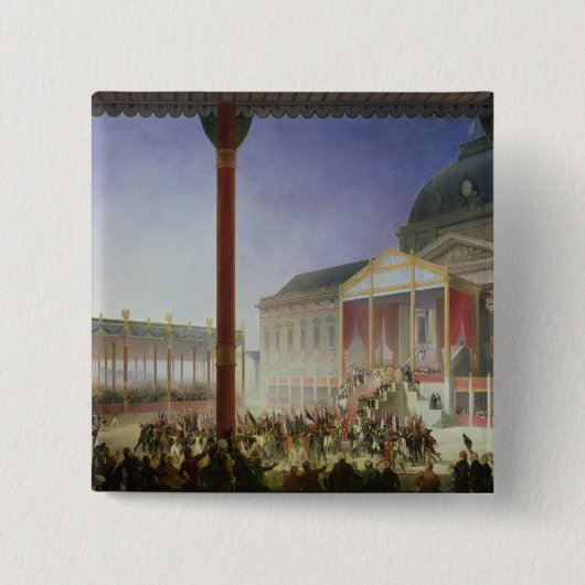 Vergadering van de Champ de Mai, 1 juni 1815 Vierkante Button 5,1 Cm (Voorkant)