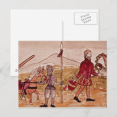 Vergadering van Hernando Cortes en Montezuma Briefkaart (Voorkant / Achterkant)