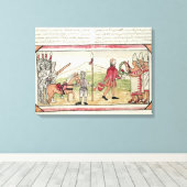 Vergadering van Hernando Cortes en Montezuma Canvas Afdruk (Insitu (Houten vloer))