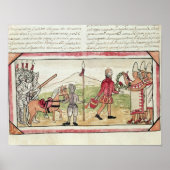Vergadering van Hernando Cortes en Montezuma Poster (Voorkant)