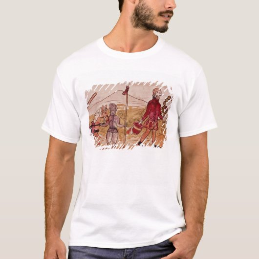 Vergadering van Hernando Cortes en Montezuma T-shirt (Voorkant)