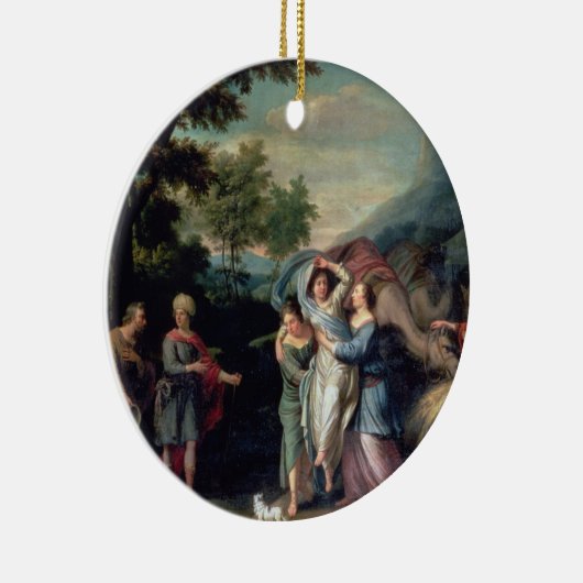 Vergadering van Jacob en Laban met Rachel, Leah en Keramisch Ornament (Rechts)