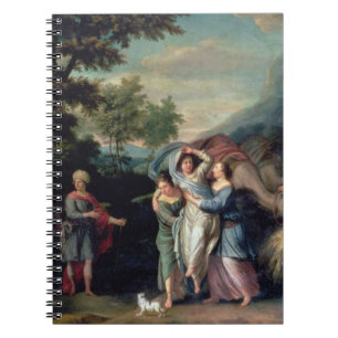 Vergadering van Jacob en Laban met Rachel, Leah en Notitieboek