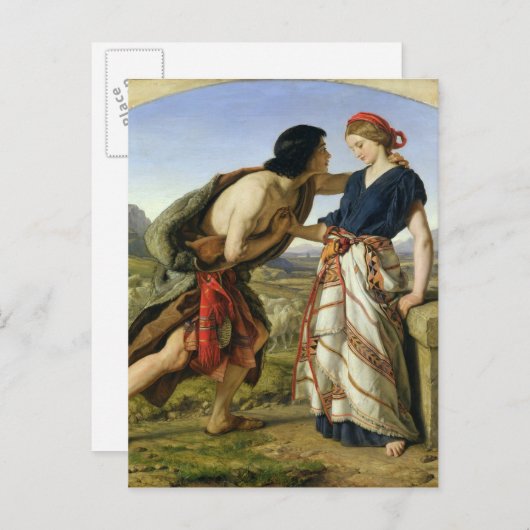 Vergadering van Jacob en Rachel, 1853 Briefkaart (Voorkant / Achterkant)