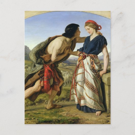Vergadering van Jacob en Rachel, 1853 Briefkaart (Voorkant)