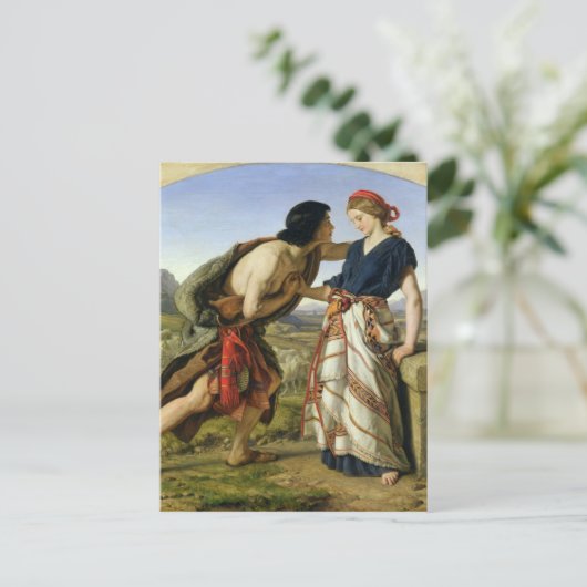 Vergadering van Jacob en Rachel, 1853 Briefkaart (Staand voorkant)