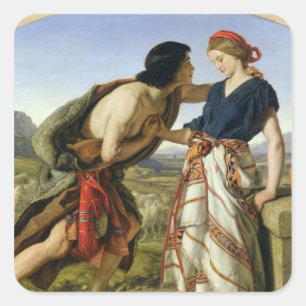 Vergadering van Jacob en Rachel, 1853 Vierkante Sticker