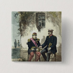 Vergadering van Otto von Bismarck en Napoleon Vierkante Button 5,1 Cm