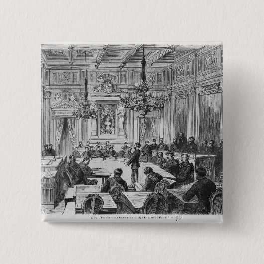 Vergaderingen van de leden van de Commune Vierkante Button 5,1 Cm (Voorkant)