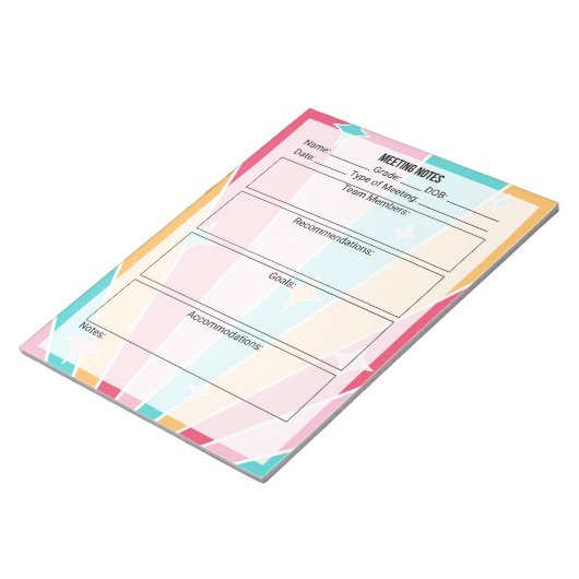 Vergadernotities Notitieblok- Bright Notitieblok (Schuin)