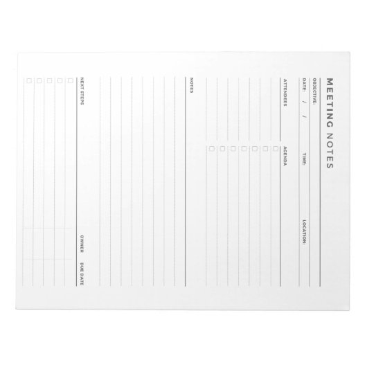 Vergadernotities Notitieblok, Notitieblok voor wer (Voorkant)