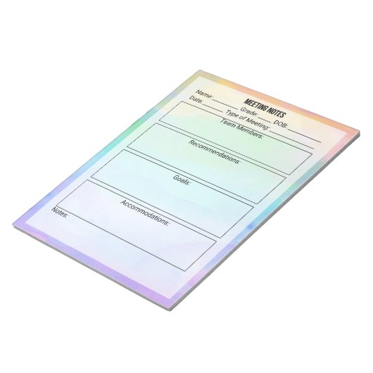 Vergadernotities Notitieblok- Waterverf Notitieblok (Schuin)