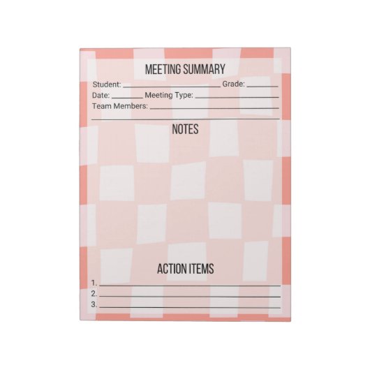 Vergadernotities/overzicht Notitieblok- Checker Notitieblok (Linkerzijde)