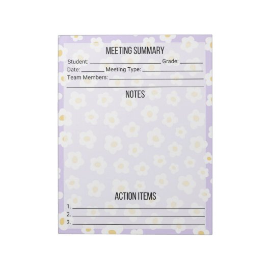 Vergadernotities/overzicht Notitieblok- Daisy Notitieblok (Linkerzijde)