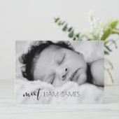 Vergaderschrift aangepaste fotocollage babyjongen  aankondiging (Staand voorkant)