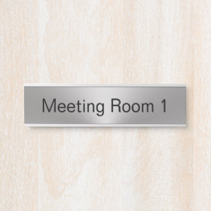 Vergaderzaal Nummer Zilver en Zwarte Tekst Sjabloo Deurbordje