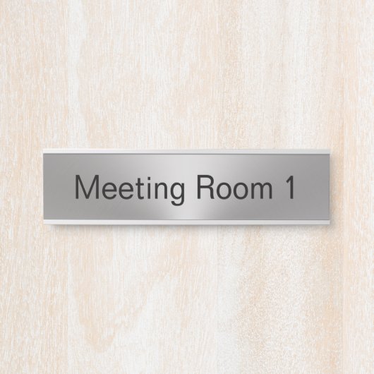 Vergaderzaal Nummer Zilver en Zwarte Tekst Sjabloo Deurbordje (Voorkant)
