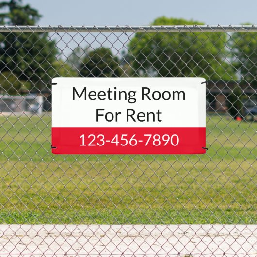Vergaderzaal Te Huur Rood Zwart-Wit Sjabloon Spandoek (Insitu)